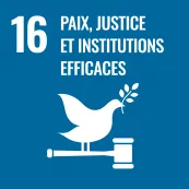 pictogramme ODD16 sur la paix, la justice et les institutions efficaces