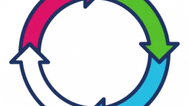 icône illustrant l'économie circulaire avec des flèches de couleur