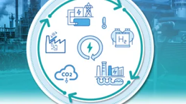 Roue avec des icônes liées à l'économie circulaire et à l'énergie